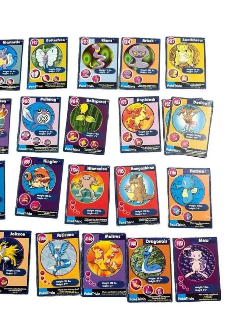 Vintage 1999 Burger King Pokemon The First Movie Trading Cards PokeTrivia Bundle